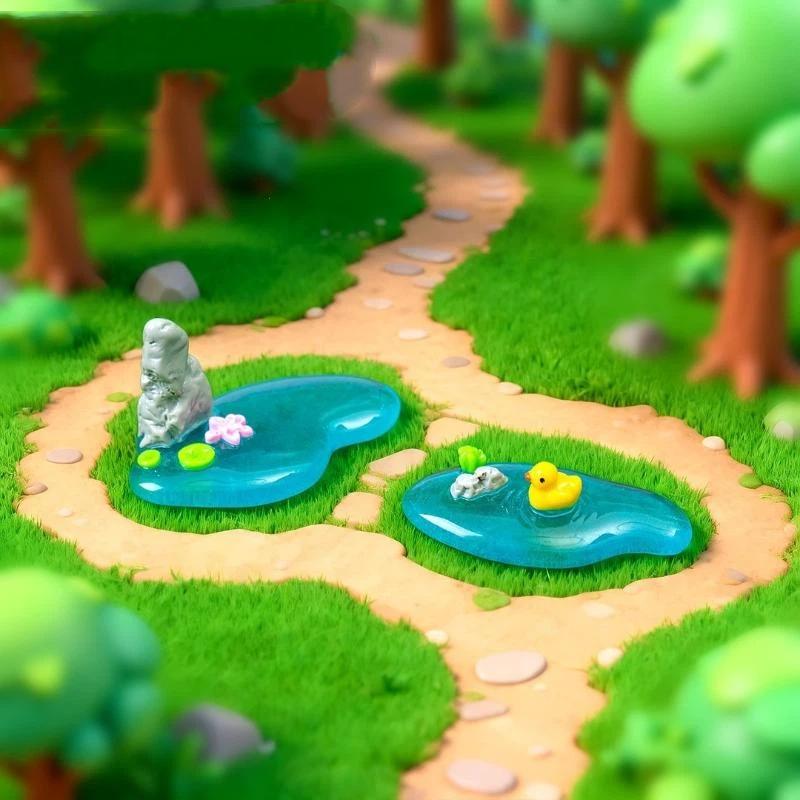 미니 레진 연못 장식품, 잉어, 오리, 연꽃 디자인,  - Bonsai Garden With Pond 리뷰 및 가격